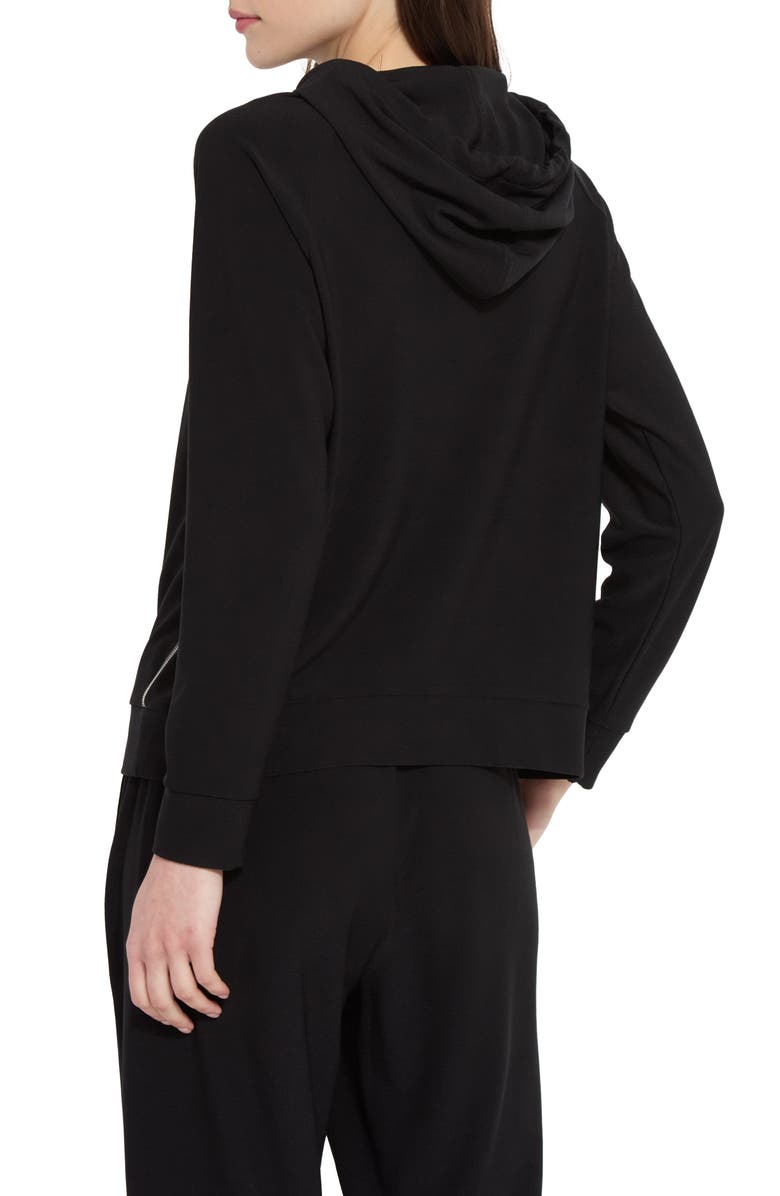 Lysse Julia Beaded Trim Stretch Crepe Hoodie, Alternate, color, Black