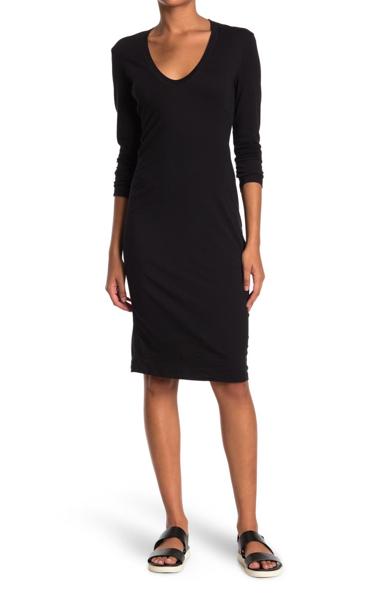 James Perse V-Neck Long Sleeve Dress, Main, color, 