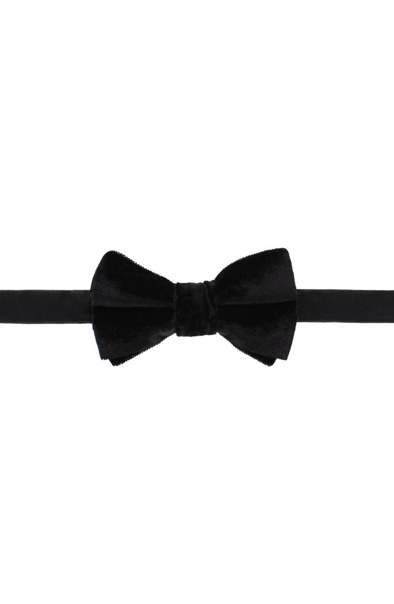 Trafalgar Poirot Velvet Solid Colored Bow Tie, Main, color, Black