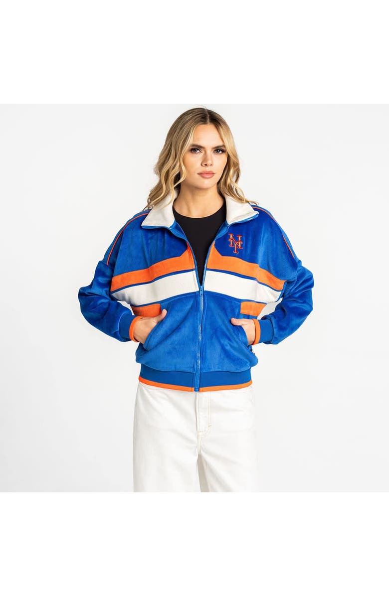 THE WILD COLLECTIVE Women's The Wild Collective  Royal New York Mets Velvet Cord Full-Zip Jacket, Main, color, Royal
