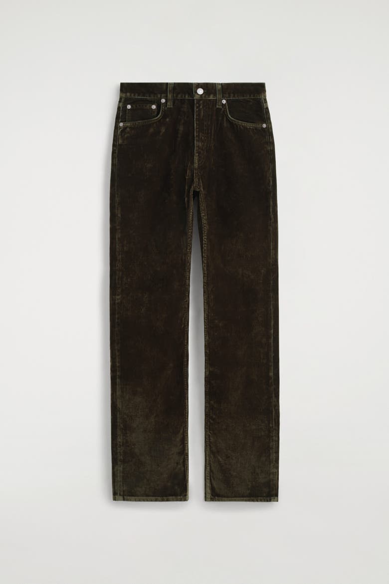 Chord Corduroy Straight-Leg Jeans, Alternate, color, BROWN