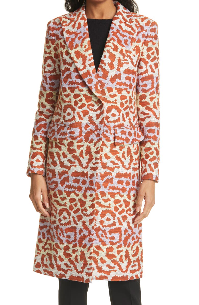 Smythe Metallic Animal Jacquard Cotton Blend Coat, Main, color,