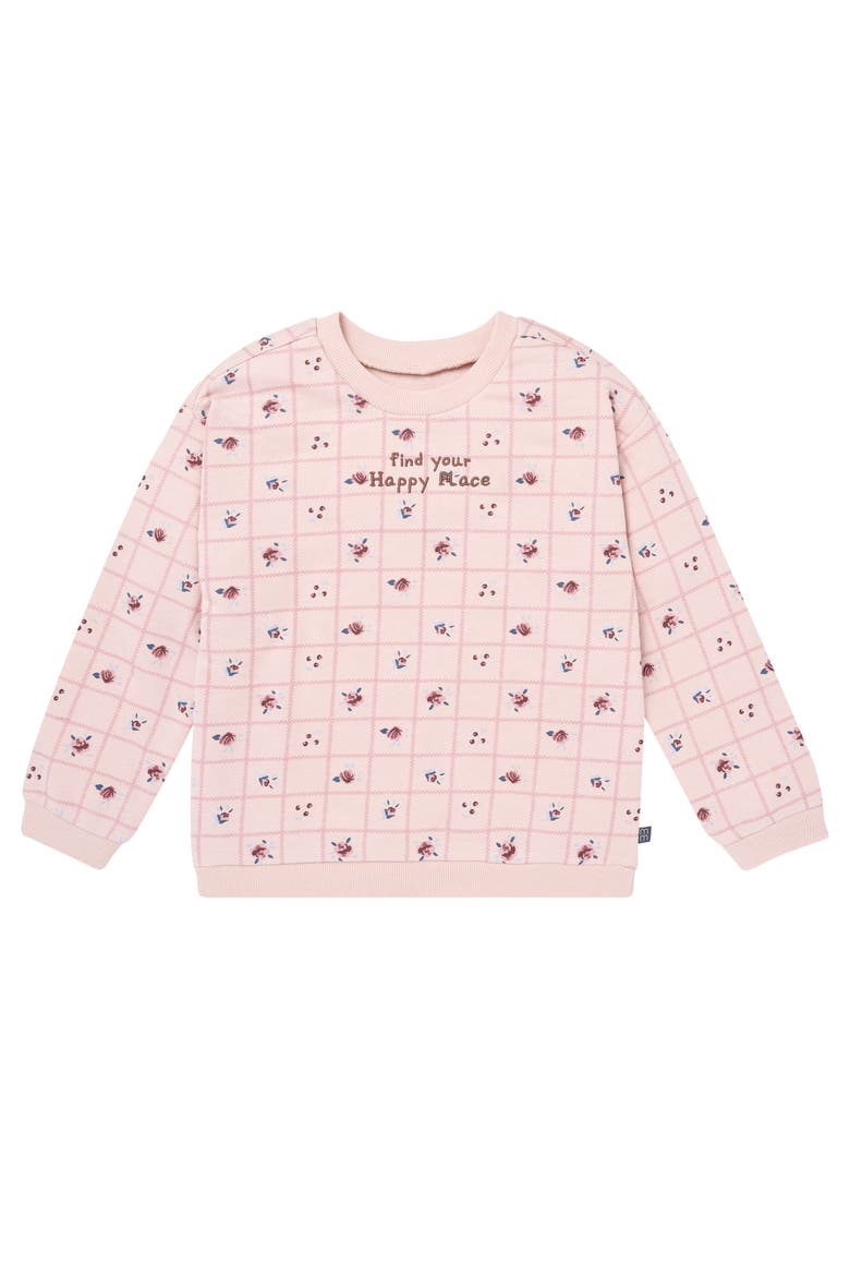 Drop Shoulder Sweatshirt and Sweatpant Set, Alternate, color, Pink Happy Place