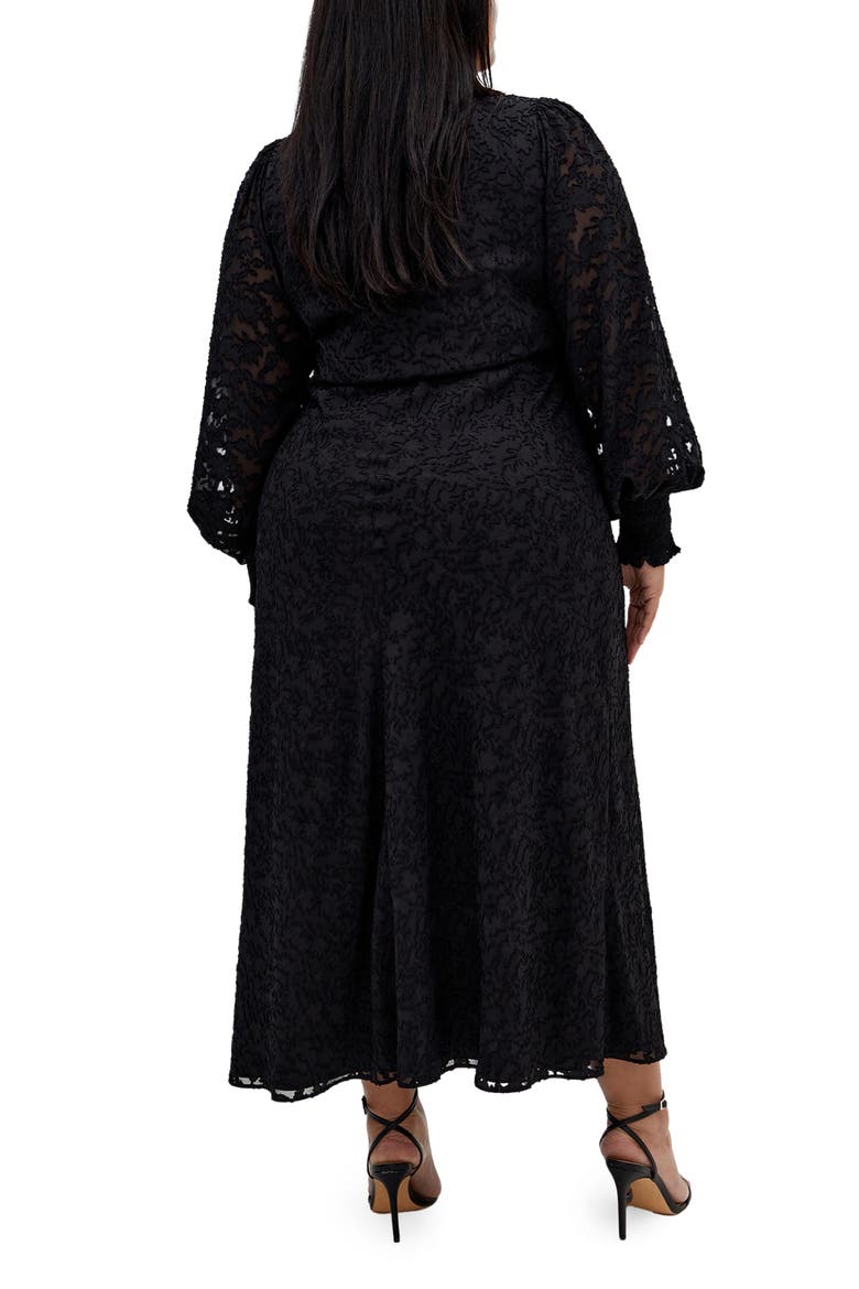 Marci Textured Print Long Sleeve Maxi Dress, Alternate, color, BLACK
