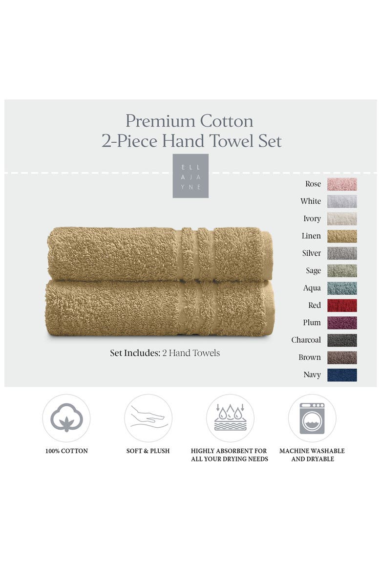 2-Pack Cotton Hand Towel Set, Alternate, color, LINEN