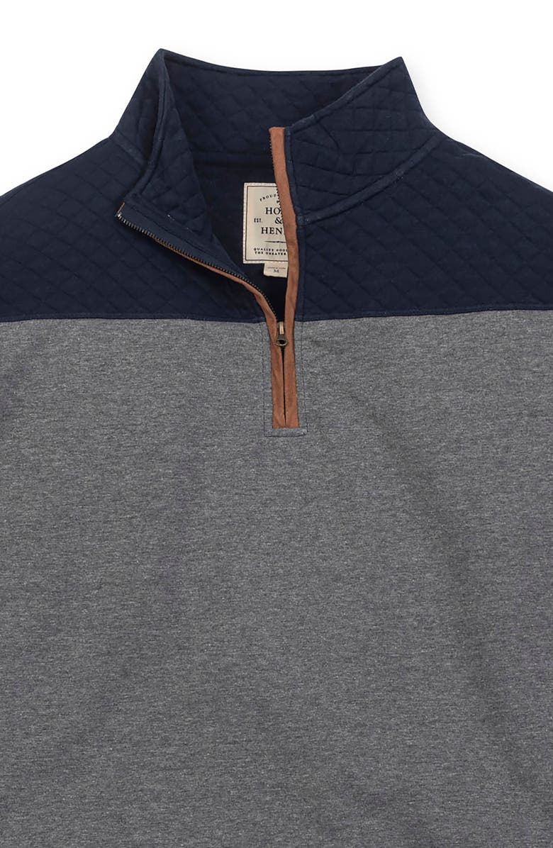 Hope & Henry Organic French Terry Half Zip Pullover with Quilted Yoke, Alternate, color, Navy And Dark Gray Heather