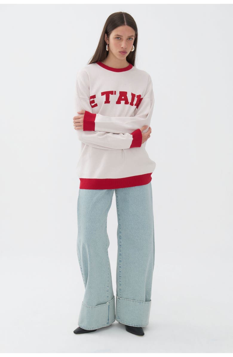 Nocturne Logo Printed Knit Sweater, Alternate, color, 