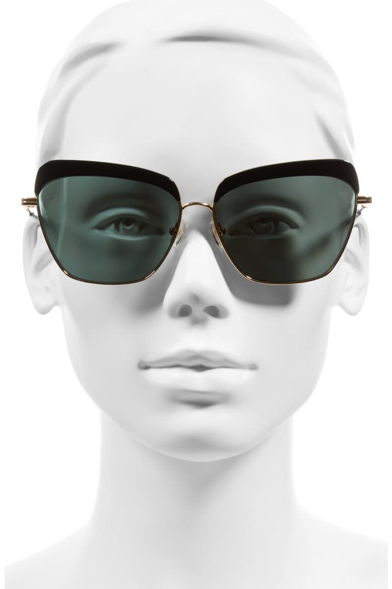 Highland 61mm Square Sunglasses, Alternate, color, GREEN SOLID/ BLACK GOLD