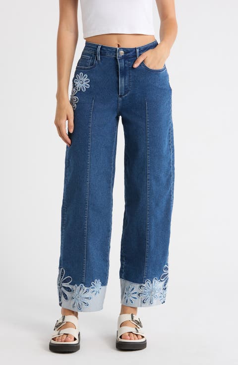 Betty High Waist Knit Jeans (Daisy Patchwork)