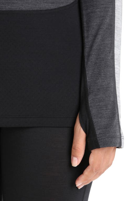 Icebreaker 125 Zoneknit Long Sleeve Crewneck Top In Jet Hthr/black/met Hthr
