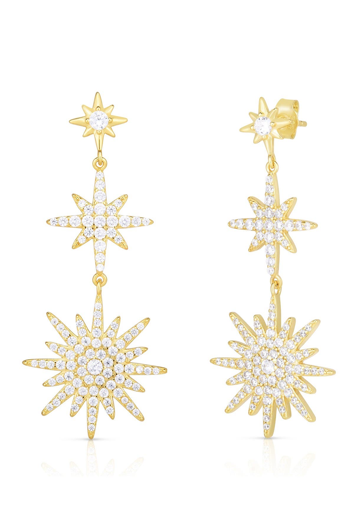SPHERA MILANO 14K Yellow Gold Plated Sterling Silver CZ Starburst Drop ...
