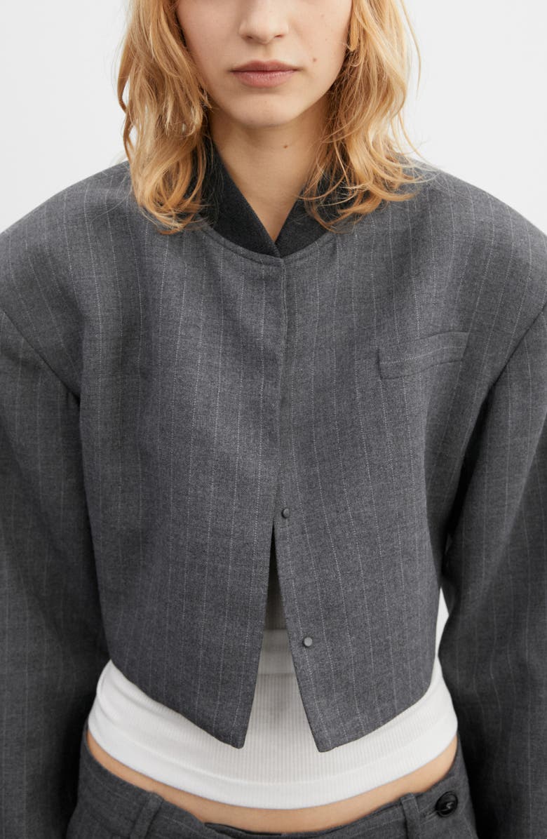 MANGO Pinstripe Crop Jacket, Alternate, color, 