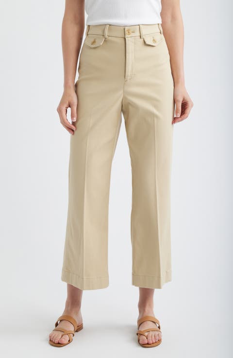 Easy Flare Crop Cotton Blend Pants