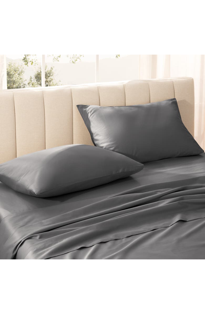 Bare Home 400 Thread Count Organic Cotton Sateen Pillowcase Set, Alternate, color, Grey