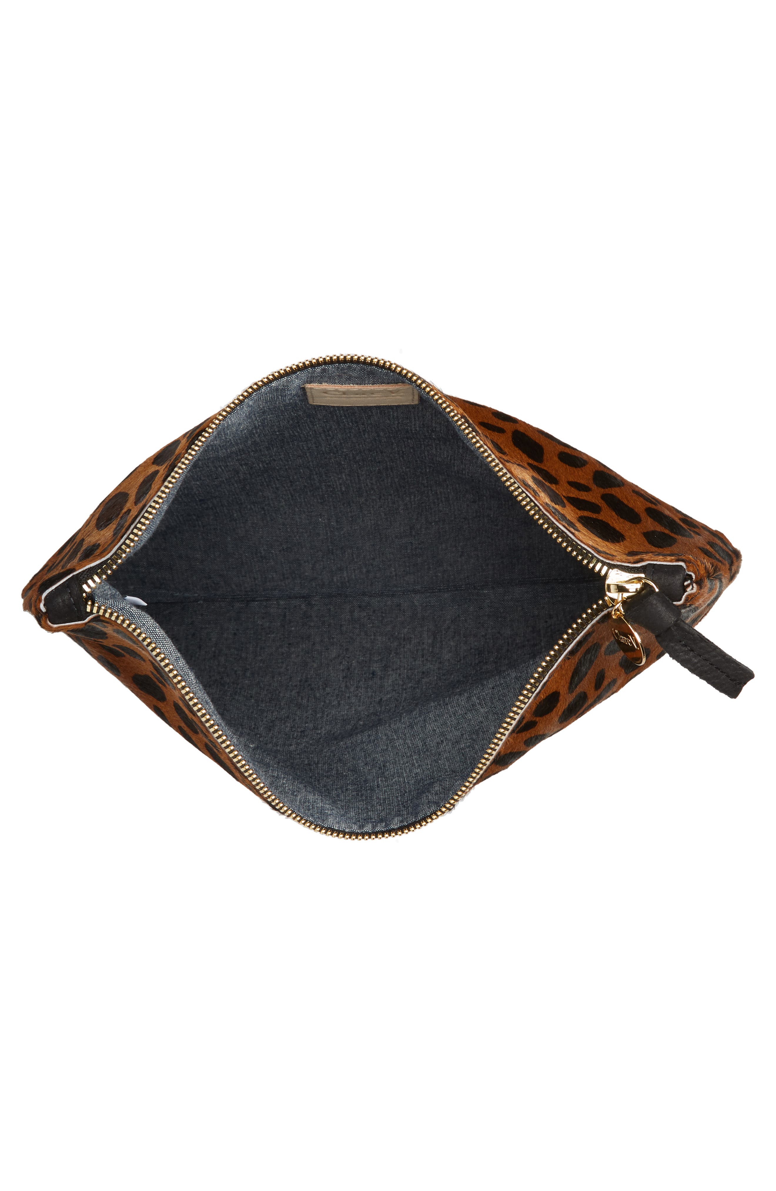 Clare V. Genuine Calf Hair Foldover Clutch, Alternate, color, 