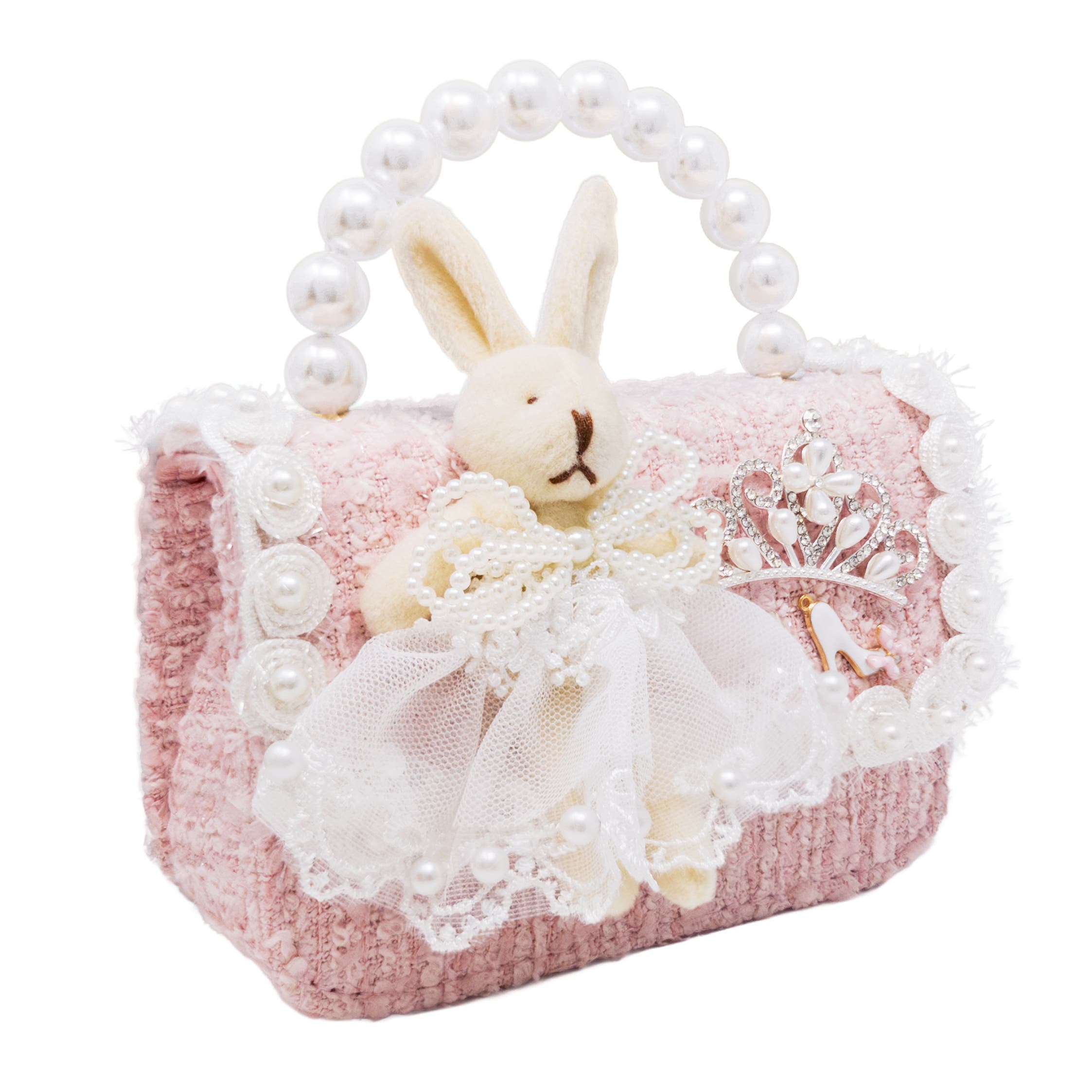 Bunny Royale Pearl Tweed Handbag, Alternate, color, Ballet Pink