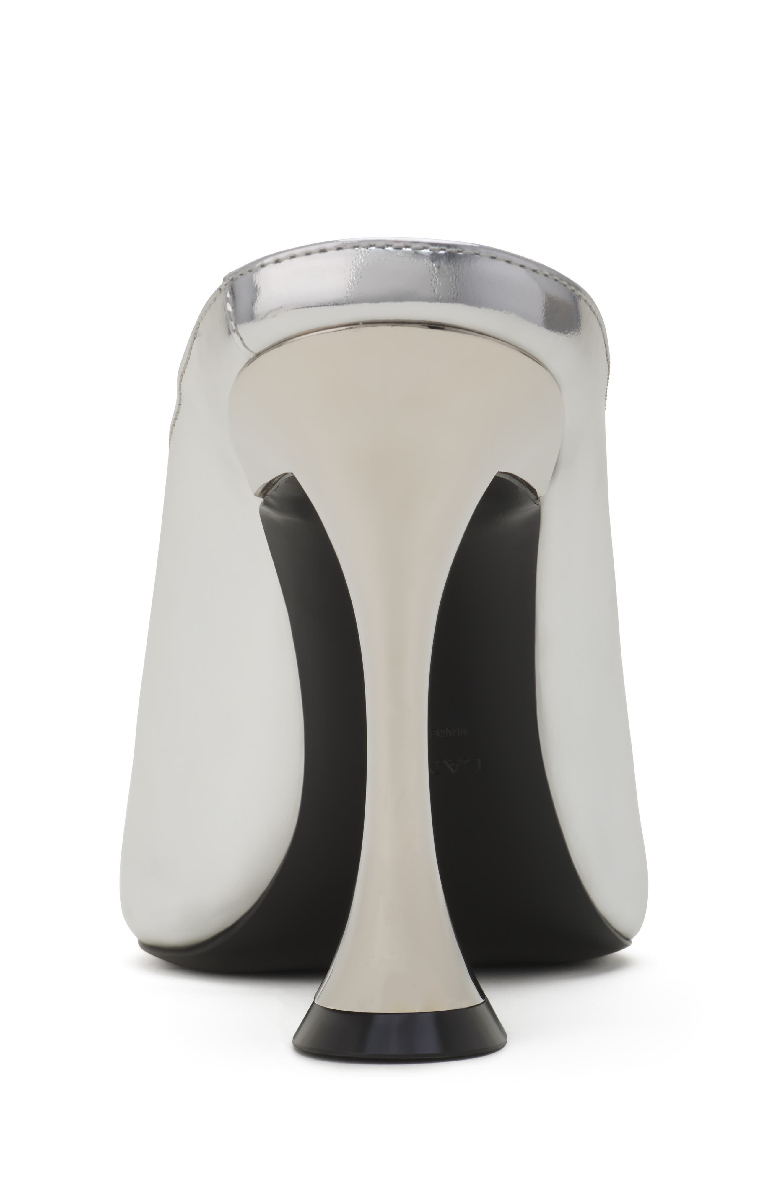 Midnight Step Mule In Metallic Leather, Alternate, color, Glossy Silver