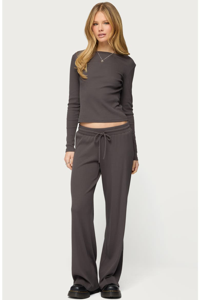 Cicilia Rib Drawstring Pants, Alternate, color, DARK-GRAY