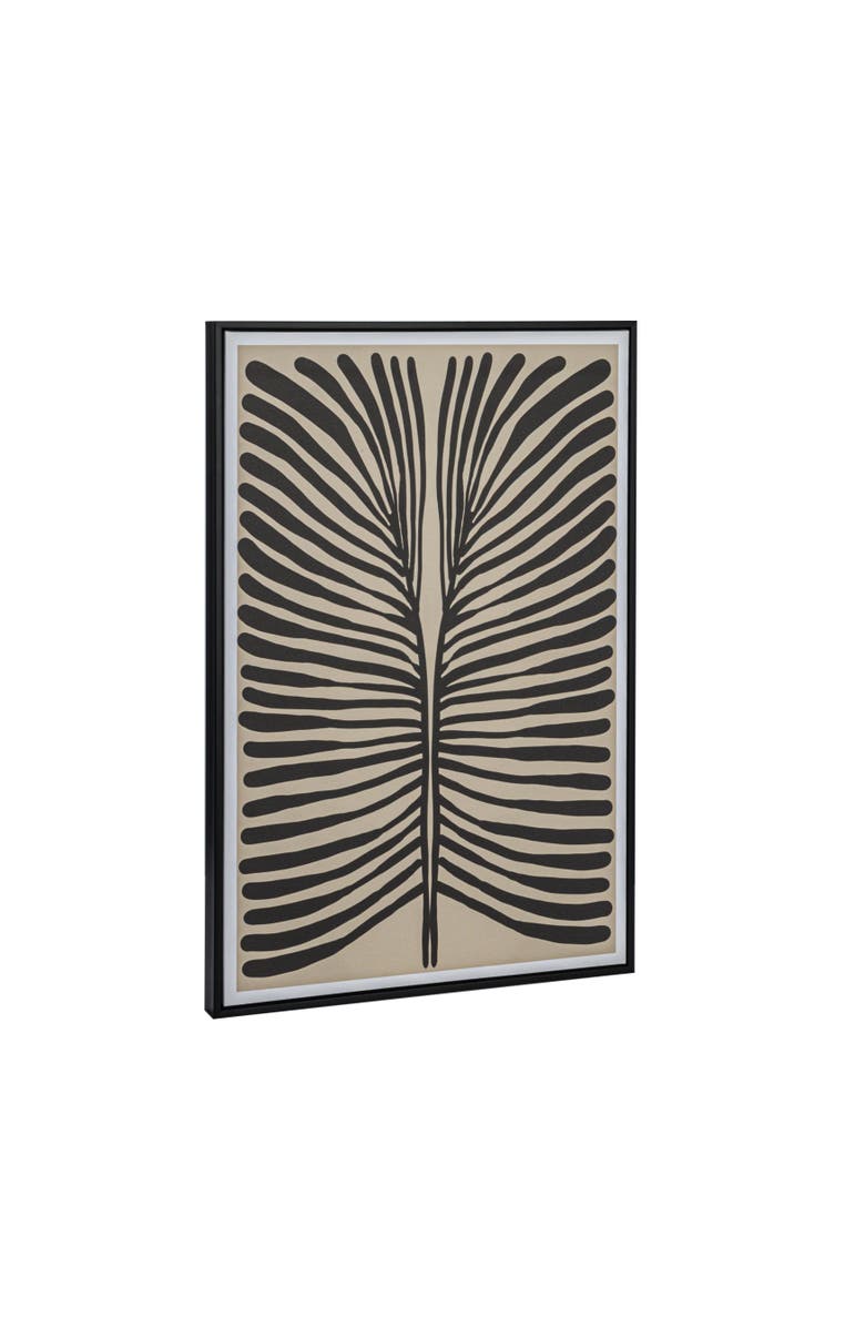 Storied Home Reclaimed Wood Framed Wall Decor with Abstract Lines, Black and Cream, Main, color, Black