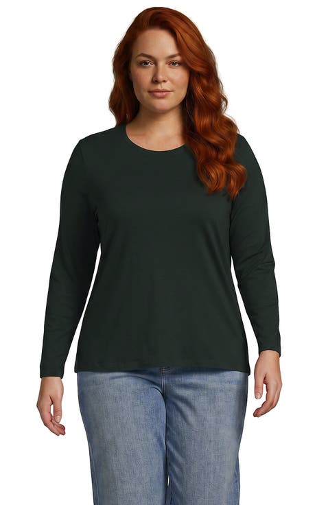 Plus Size Supima Cotton Long Sleeve Crewneck T-shirt