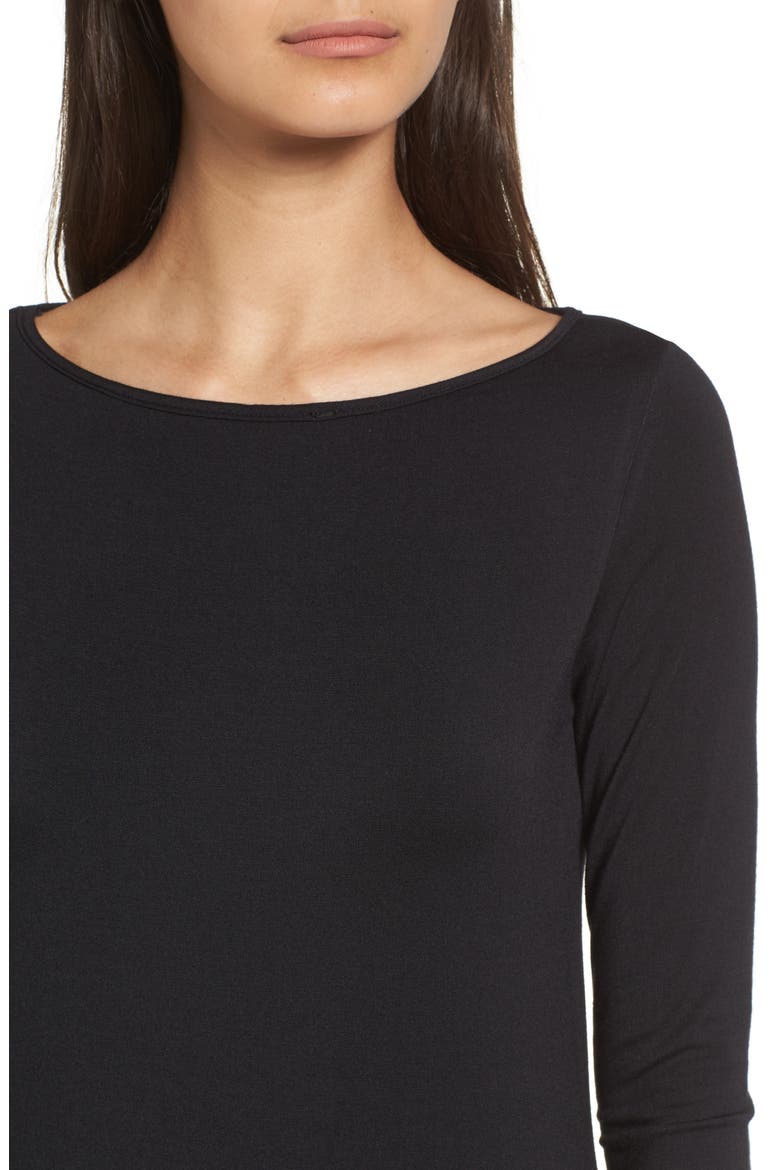 Francoise Stretch Jersey Top, Alternate, color, BLACK