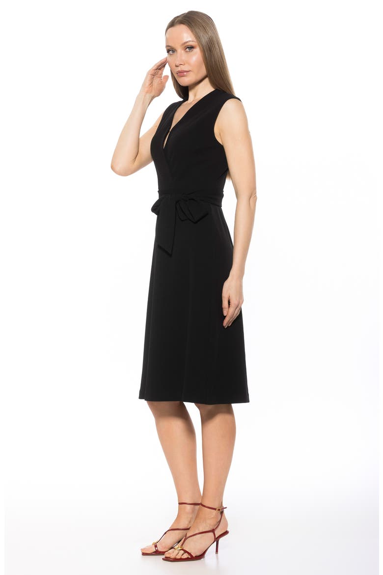 Dane Tie Waist Midi Dress, Alternate, color, BLACK
