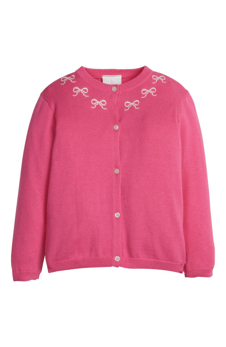 Little English Kids' Embroidered Essential Cardigan, Main, color, Pink Bows