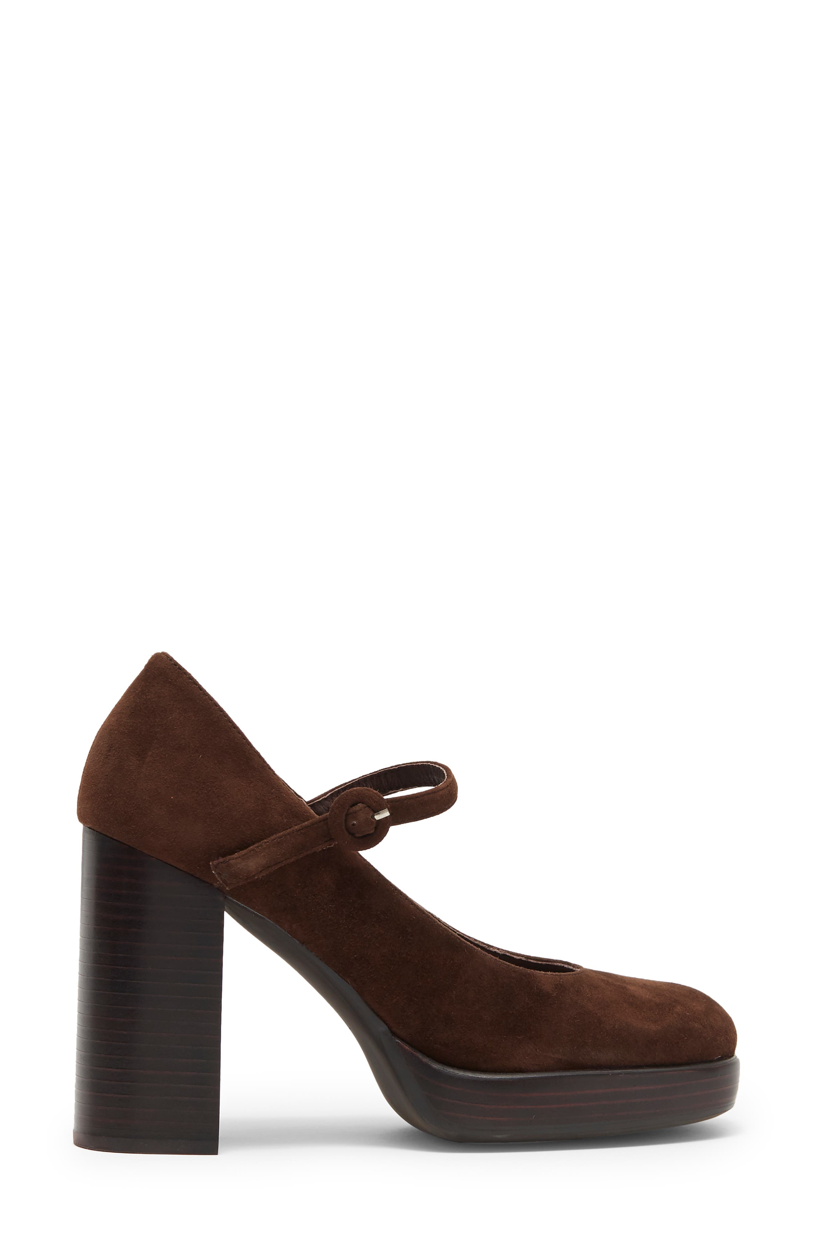 Mary Ann Platform Pump, Alternate, color, BROWN SUEDE BROWN STACK