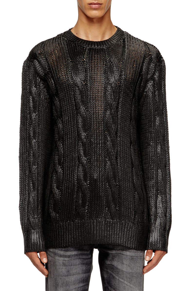 DIESEL<sup>®</sup> K-Michiu Cable Knit Sweater, Main, color, Black