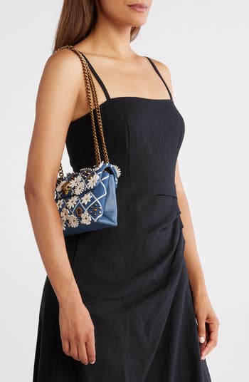 Mini Kensington Floral Appliquéé Leather Convertible Crossbody Bag
