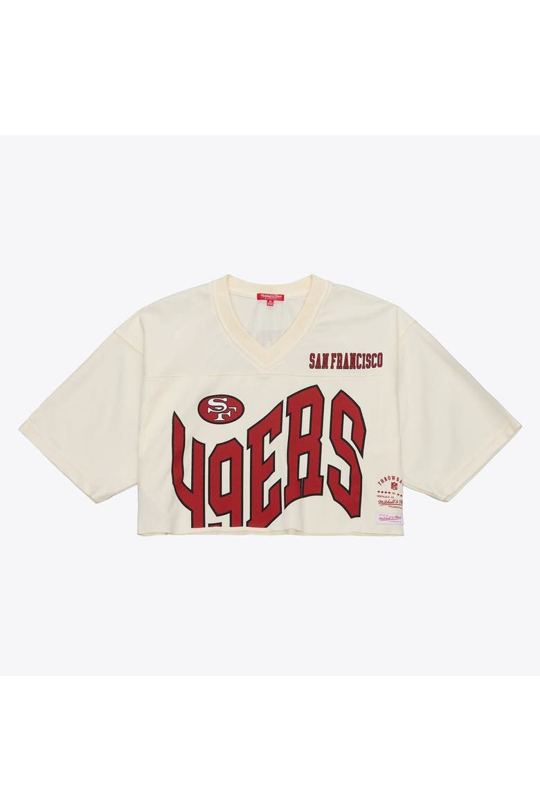 Women's Mitchell & Ness Joe Montana Cream San Francisco 49ers Retired Player Cropped Fashion Jersey, Alternate, color, Cream