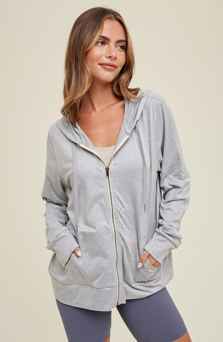 WISHLIST Soft Athletic Zip Hoodie, Alternate, color, Heather Grey