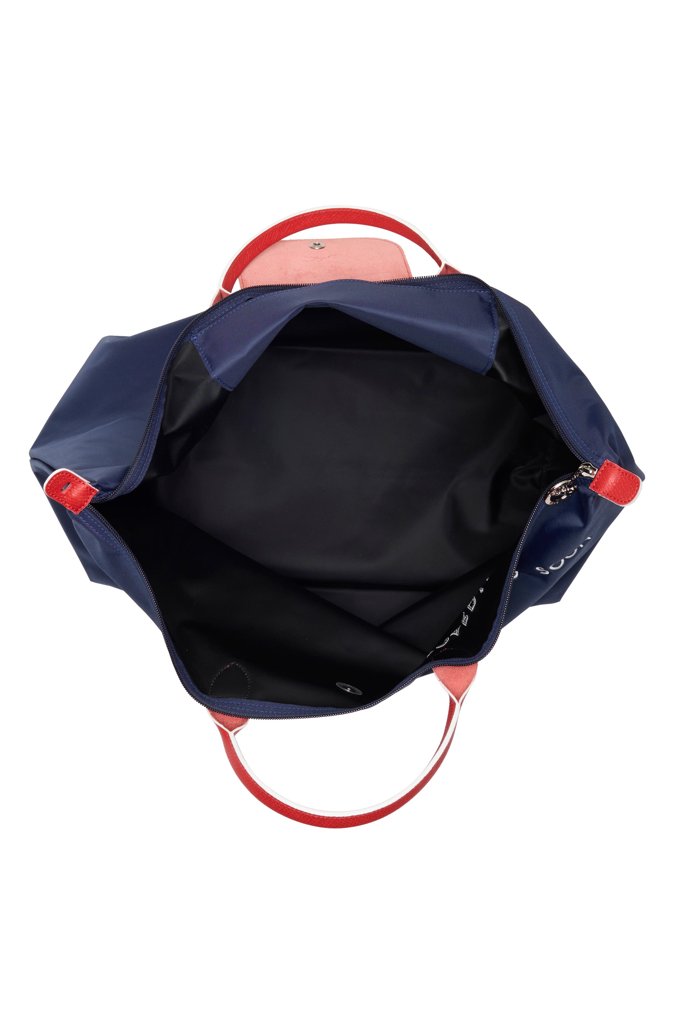 Longchamp My Pliage Club Travel Bag, Alternate, color, Navy/ Vermillion