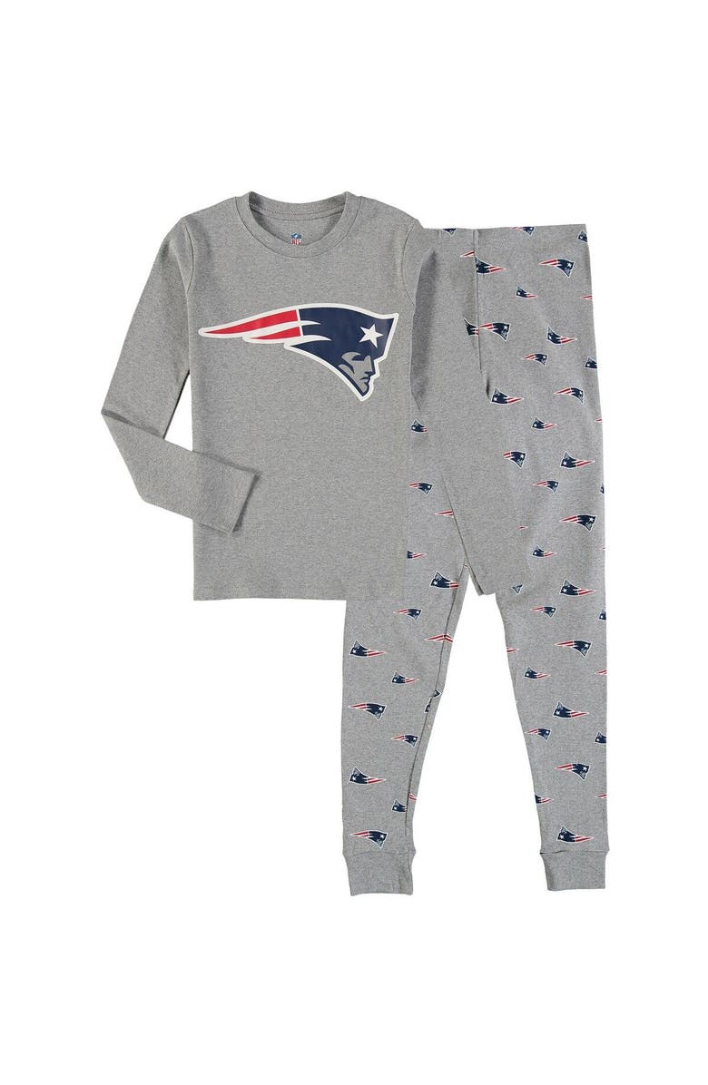 Outerstuff Youth Heathered Gray New England Patriots Long Sleeve T-Shirt & Pants Sleep Set, Main, color, 