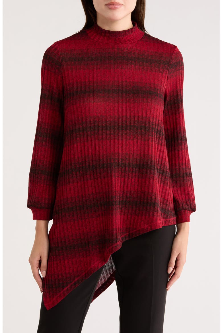 Stripe Long Sleeve Tunic Top, Main, color, RED