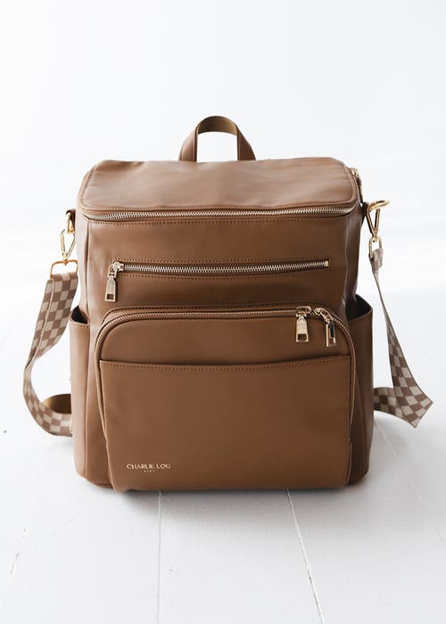 Charlie Lou Baby ® Faux Leather Diaper Bag | Checkered Crossbody Straps, Stroller Straps & Changing M