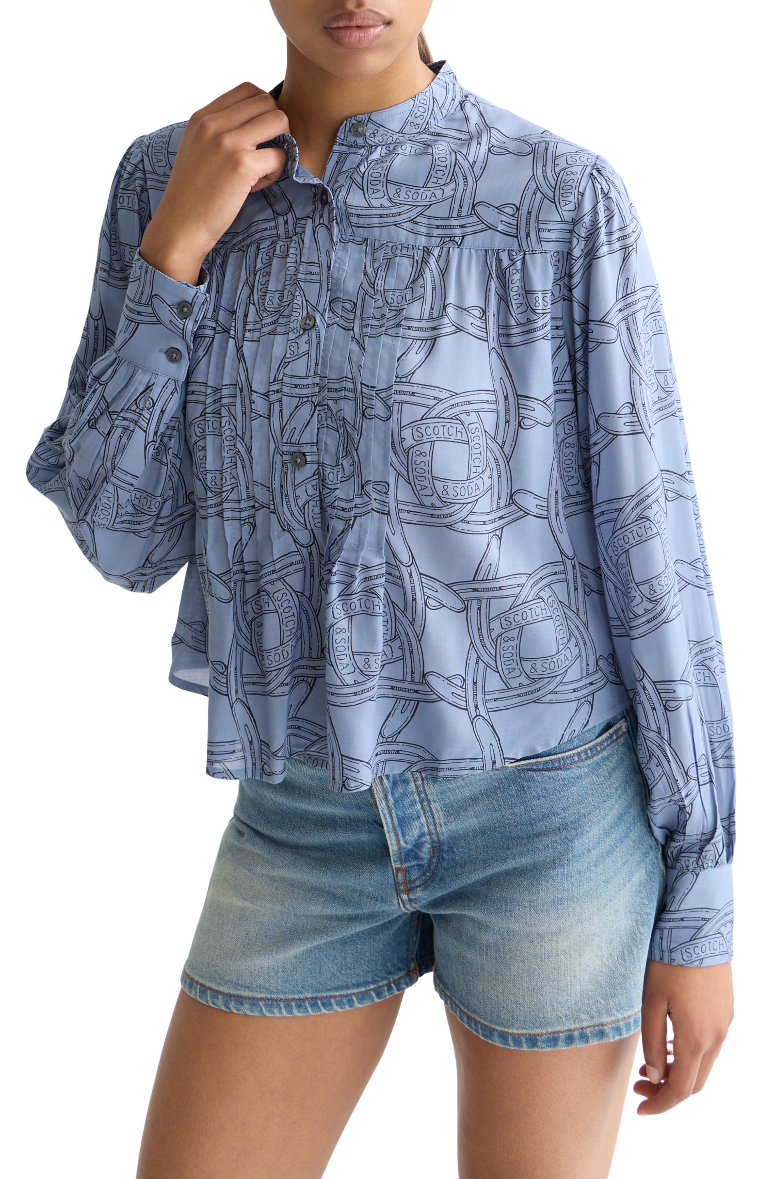 Print Pintuck Shirt