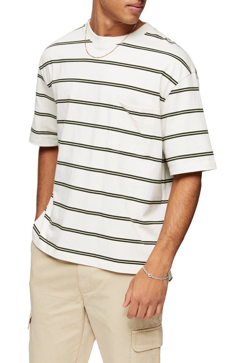 Stripe Oversize Pocket T-Shirt, Main, color, OFF WHITE MULTI