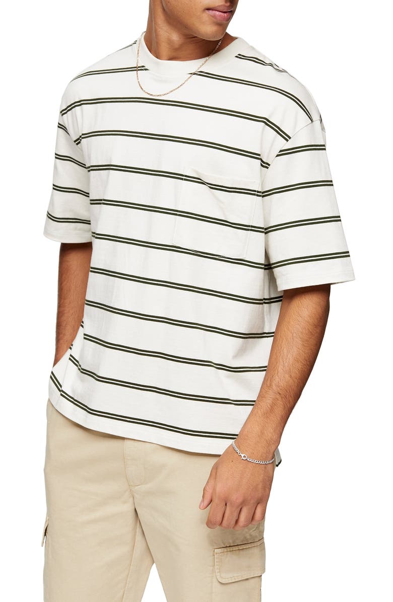 Topman Stripe Oversize Pocket T-Shirt, Main, color, 