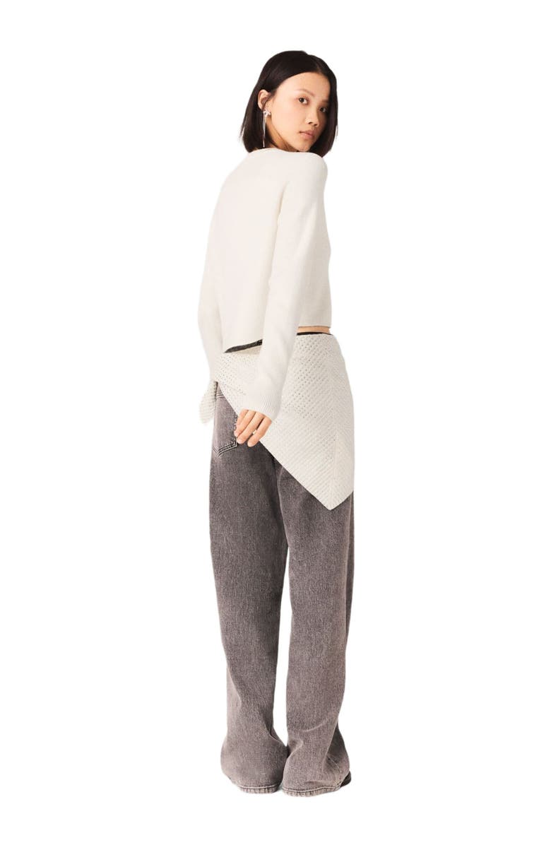 maje Jewelled bow-button cardigan, Alternate, color, Ecru