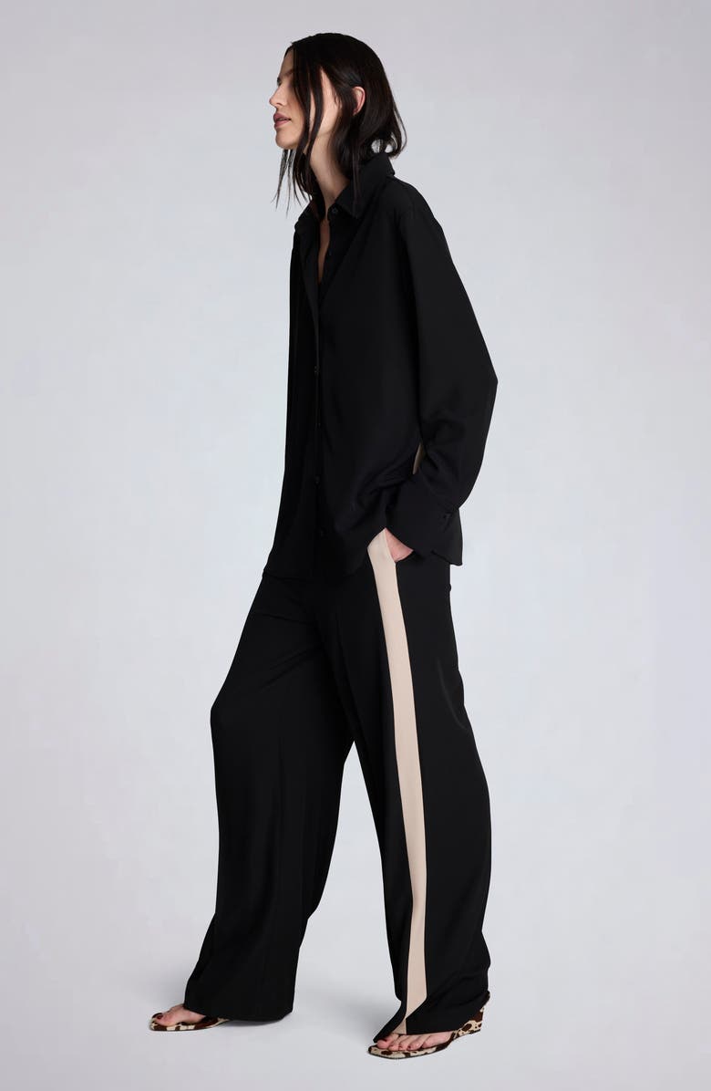 Kenneth Cole Oversize Button-Up Shirt, Alternate, color, Black/ Burlap