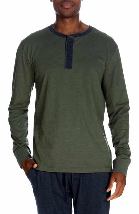 UNSIMPLY STITCHED Three Button Long Sleeve Lounge Henley Shirt