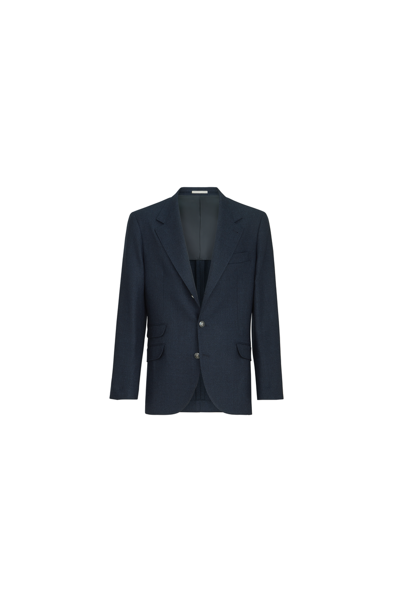 Brunello Cucinelli Mouliné virgin wool twill deconstructed Cavallo blazer with metal buttons, Alternate, color, Navy Blue