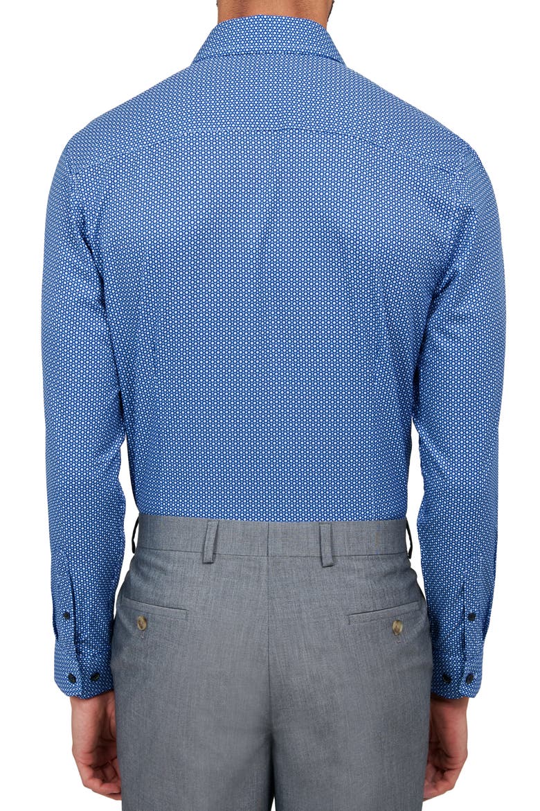 Dot Geo Print Stretch Performance Dress Shirt, Alternate, color, BLUE
