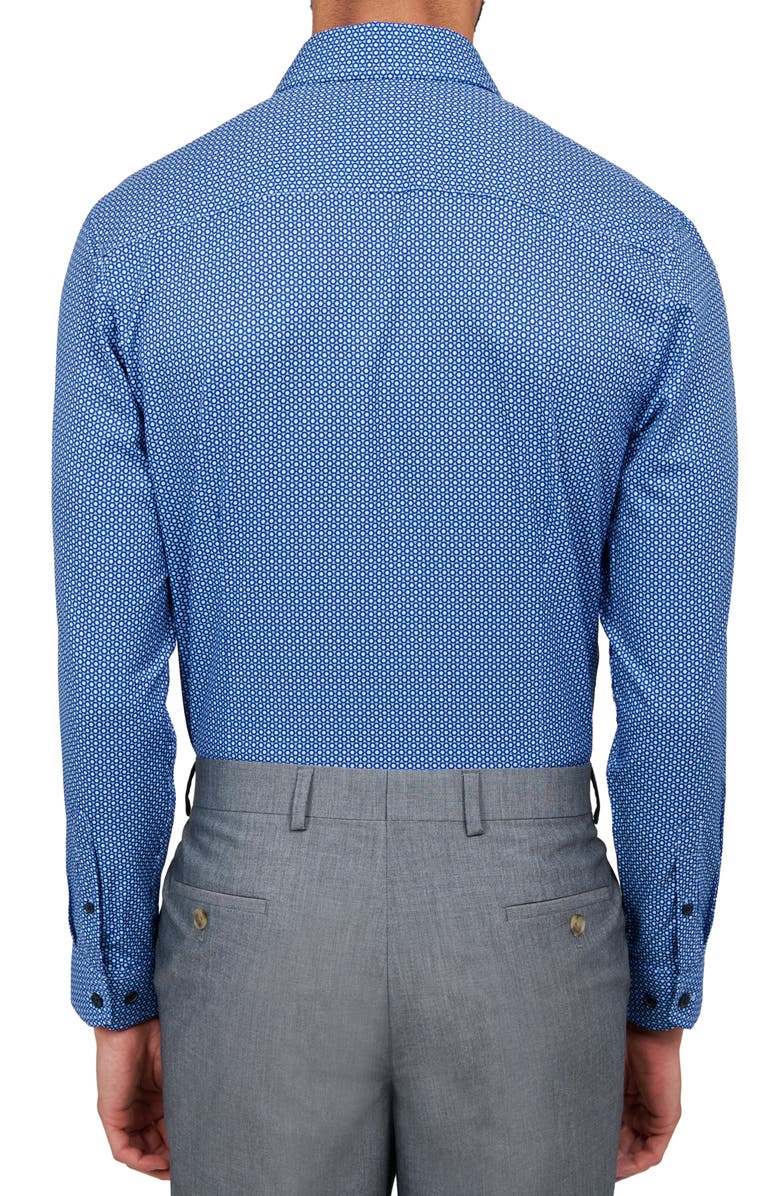 W.R.K Dot Geo Print Stretch Performance Dress Shirt, Alternate, color, Blue