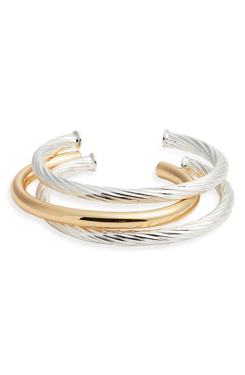 Set of 3 Twist Cuff Bracelets