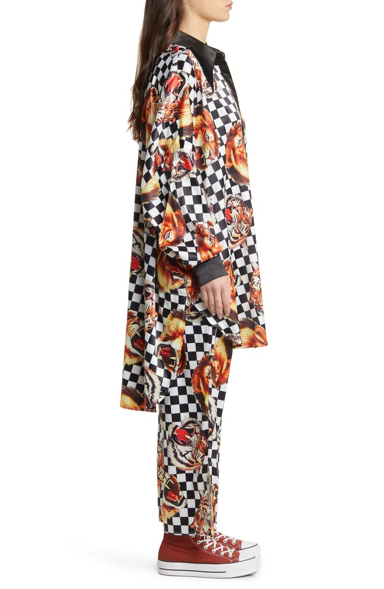 Dressed in Lala Posh Lions Oversize Satin Top & Pants Set, Alternate, color,