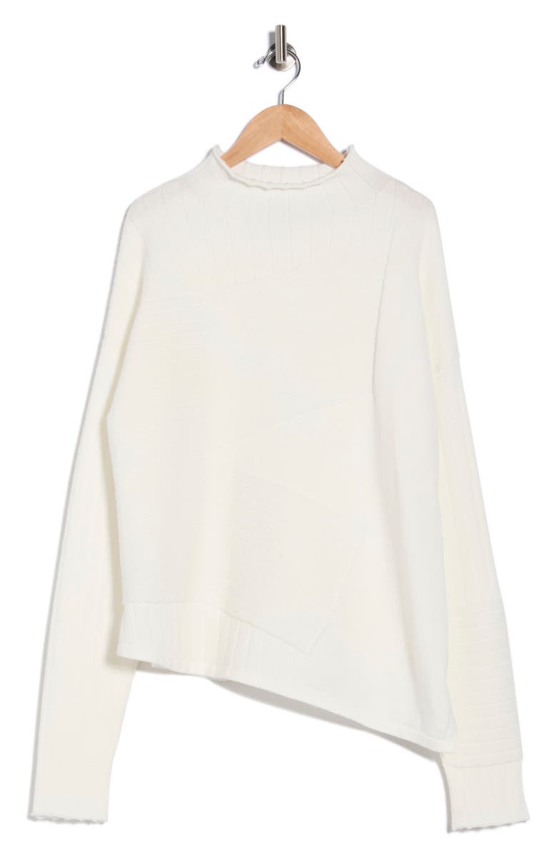 PATRIZIA LUCA Mock Neck Asymmetric Hem Sweater, Alternate, color, Off White