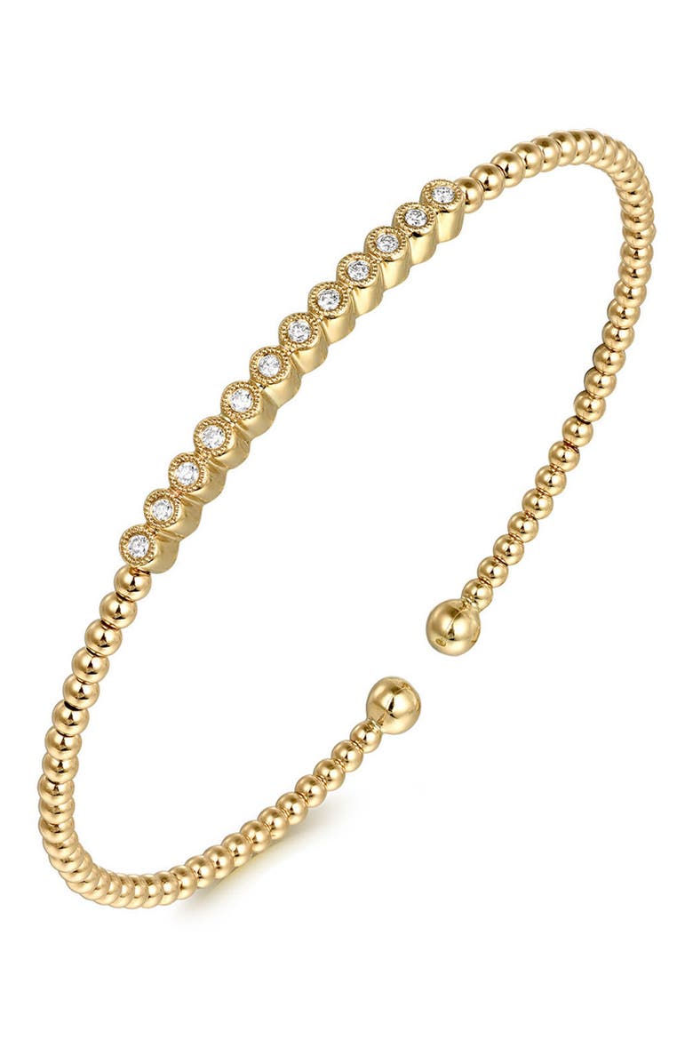 Bujukan Diamond Bezel Beaded Cuff Bracelet, Alternate, color, GOLD