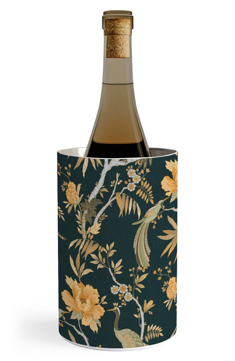 Deny Designs Peacock Garden Stainless Steel Wine Cooler, Main, color, Turquoise